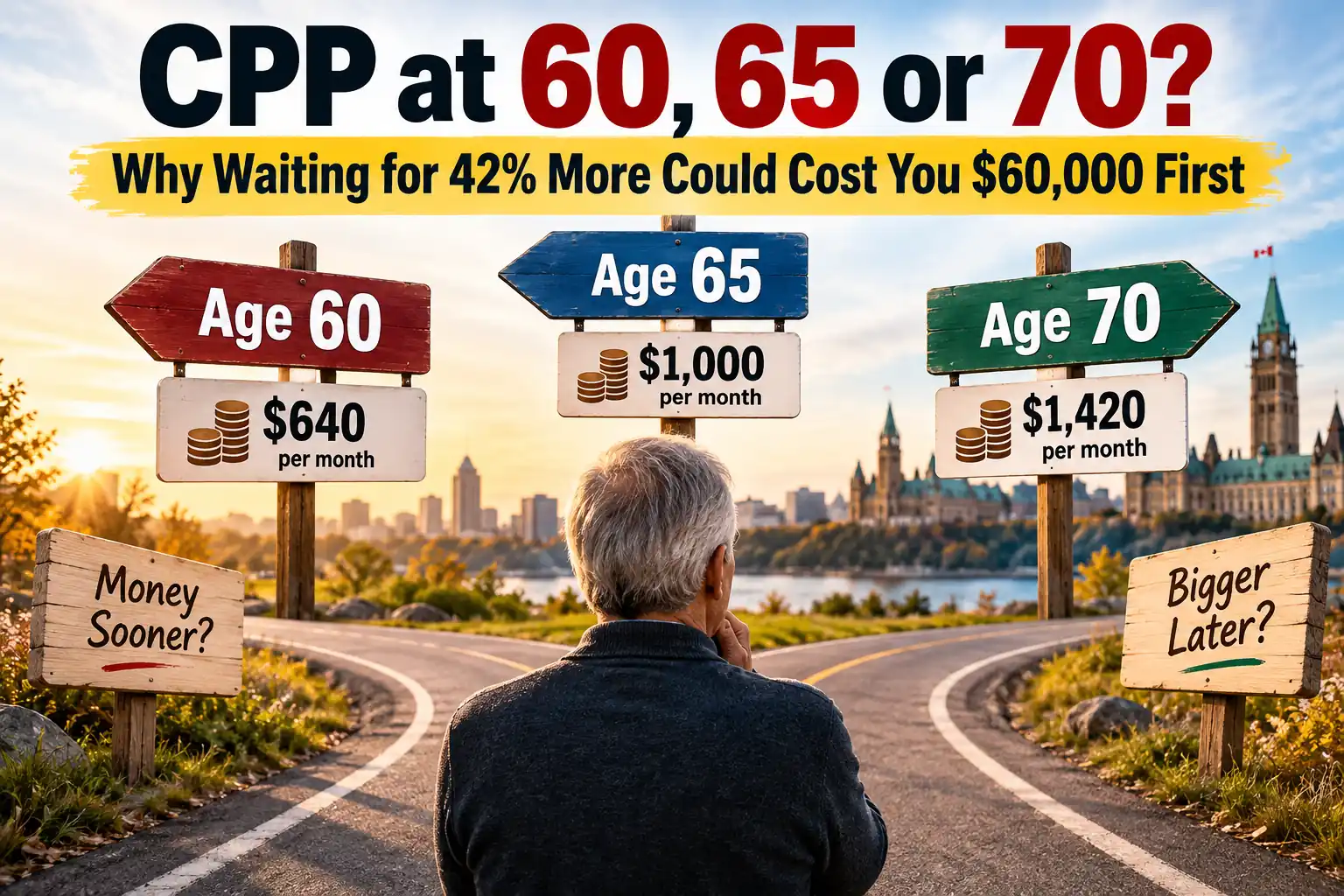 CPP at 60, 65 or 70? Why Waiting for 42% More Could Cost You $60,000 First