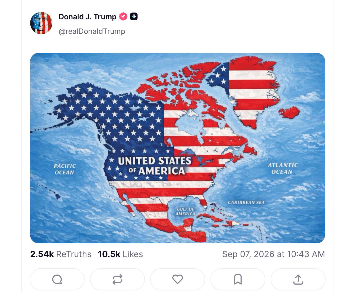 Trump Posts Map Showing Canada Under the U.S. Flag — But Canada Is Still Proudly Canada