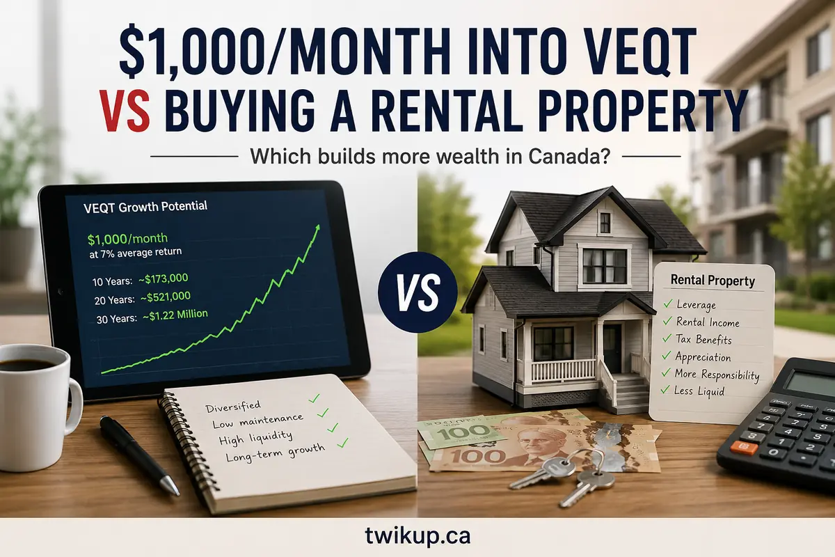 $1,000/Month Into VEQT vs Buying a Rental Property: Which Builds More Wealth in Canada? (2026)